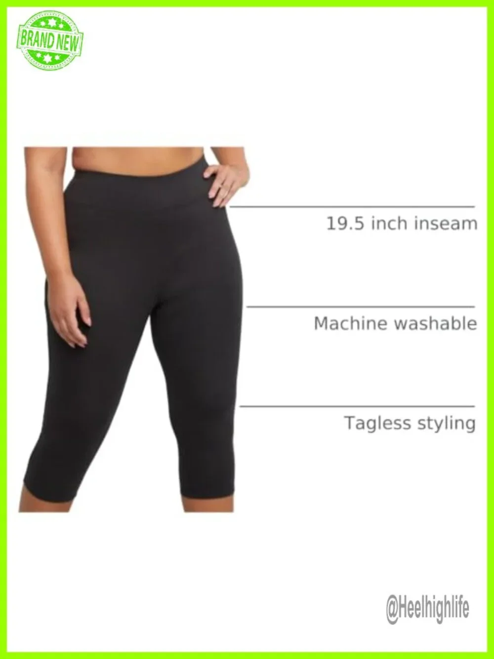 Women's Plus Size Capri Leggings Stretch Cotton Spandex 19.5